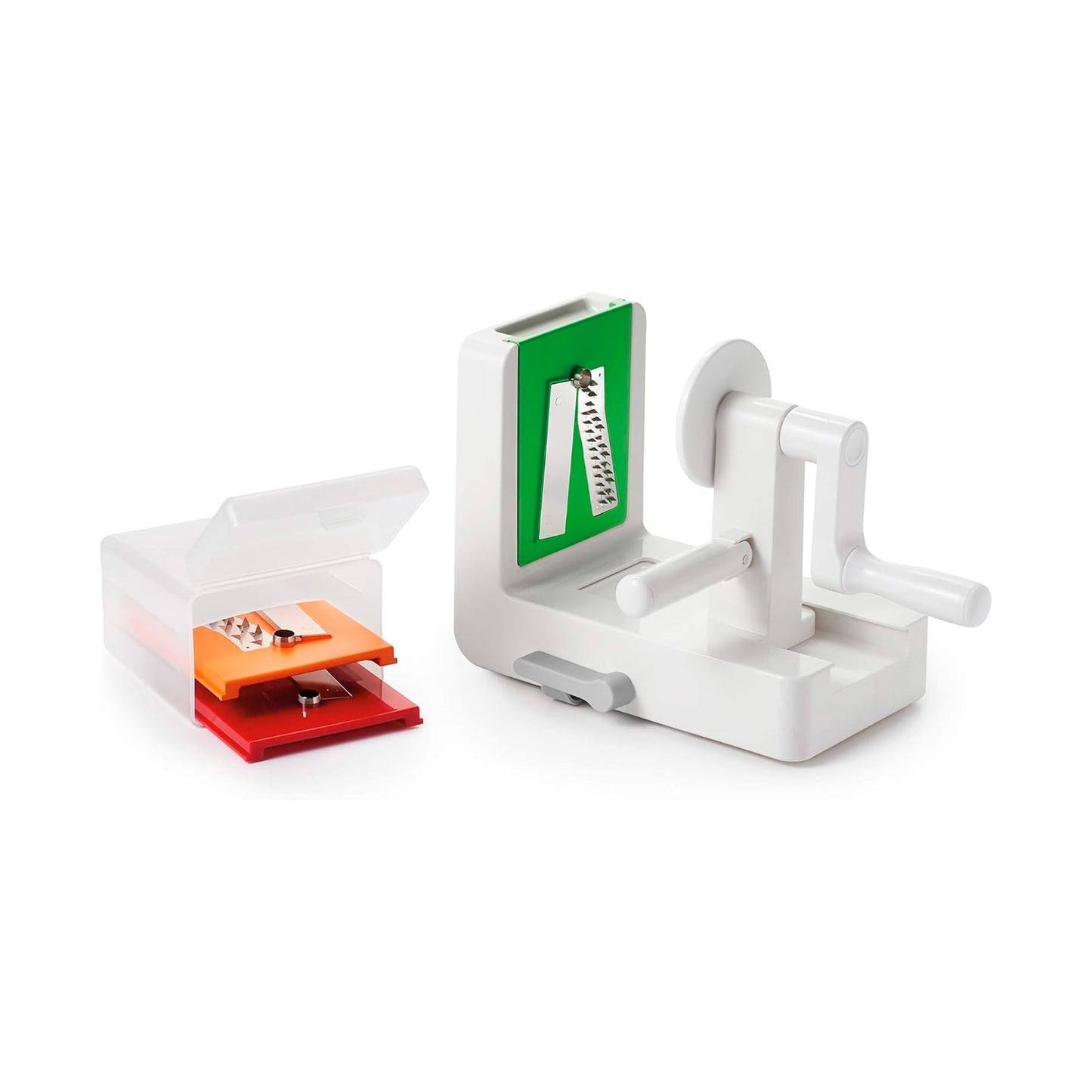 OXO Good Grips - Espiralizador de mesa de 3 cuchillas con succión StrongHold, color blanco