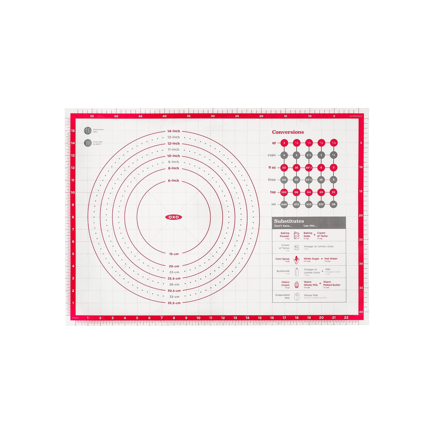Oxo 11211300 Tapete para Medir de Silicón, 23 cm, Multicolor