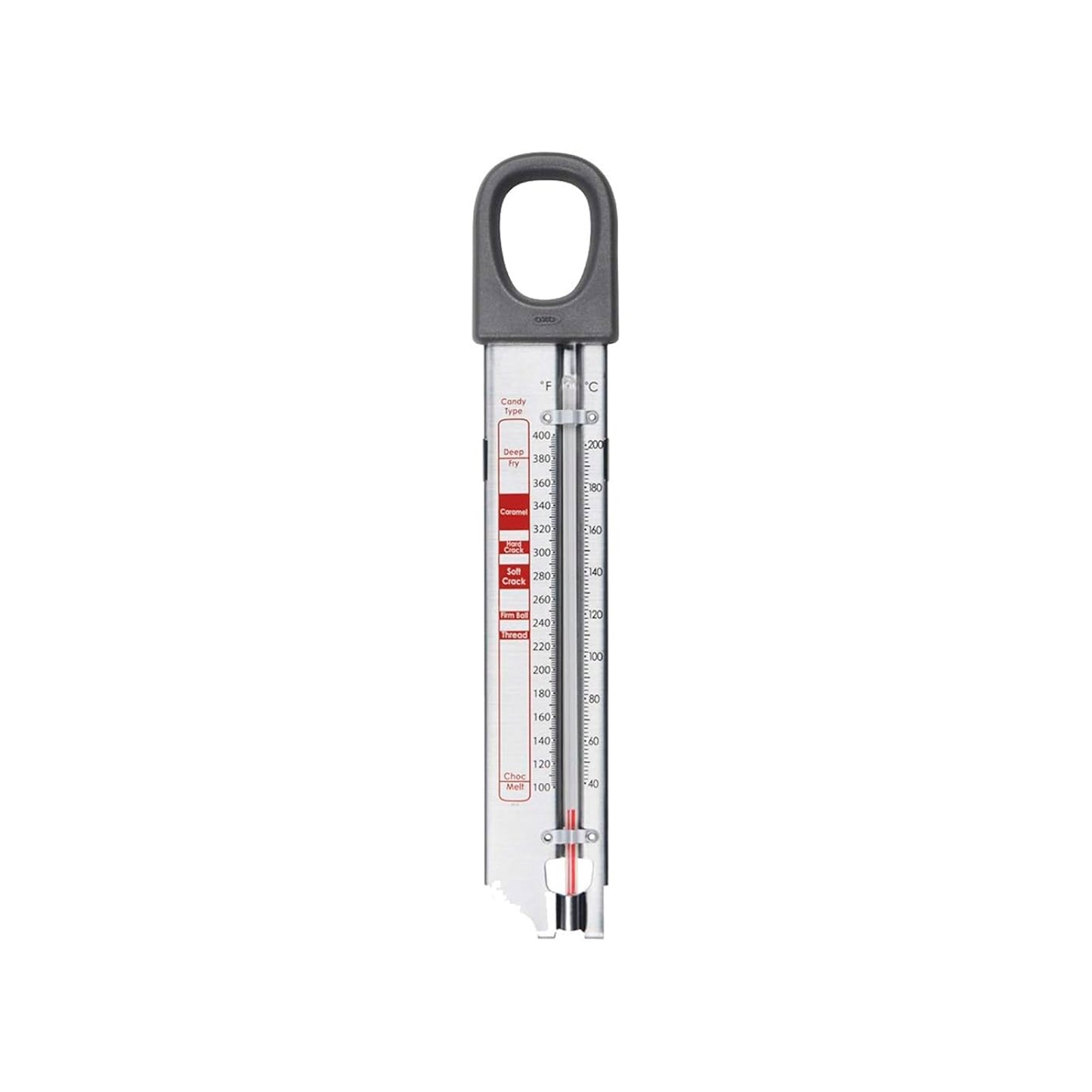 OXO Good Grips - Termómetro de cristal para dulces y freír, color plateado