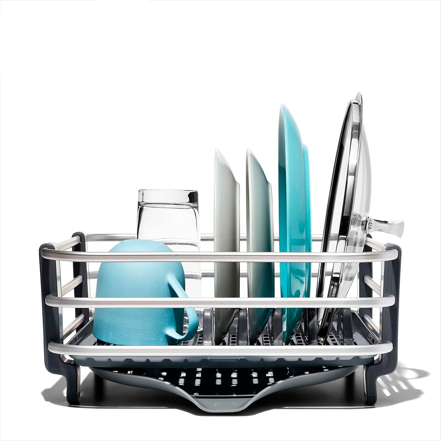 OXO 13229100 - Escurridor de Platos de Aluminio, plástico, Color Gris