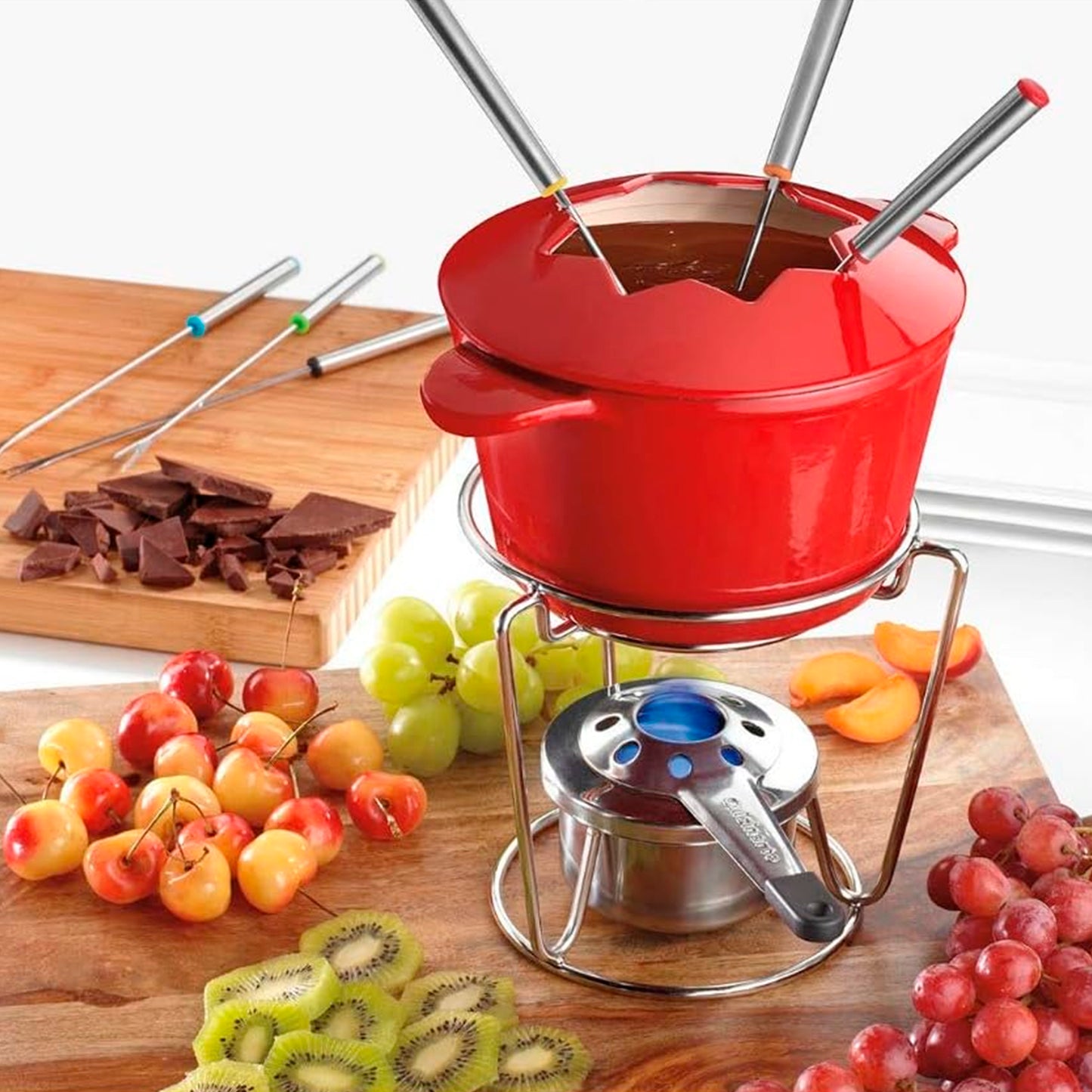 Juego de Fondue de Hierro Cuisinart FP-115RS - Rojo 13 piezas