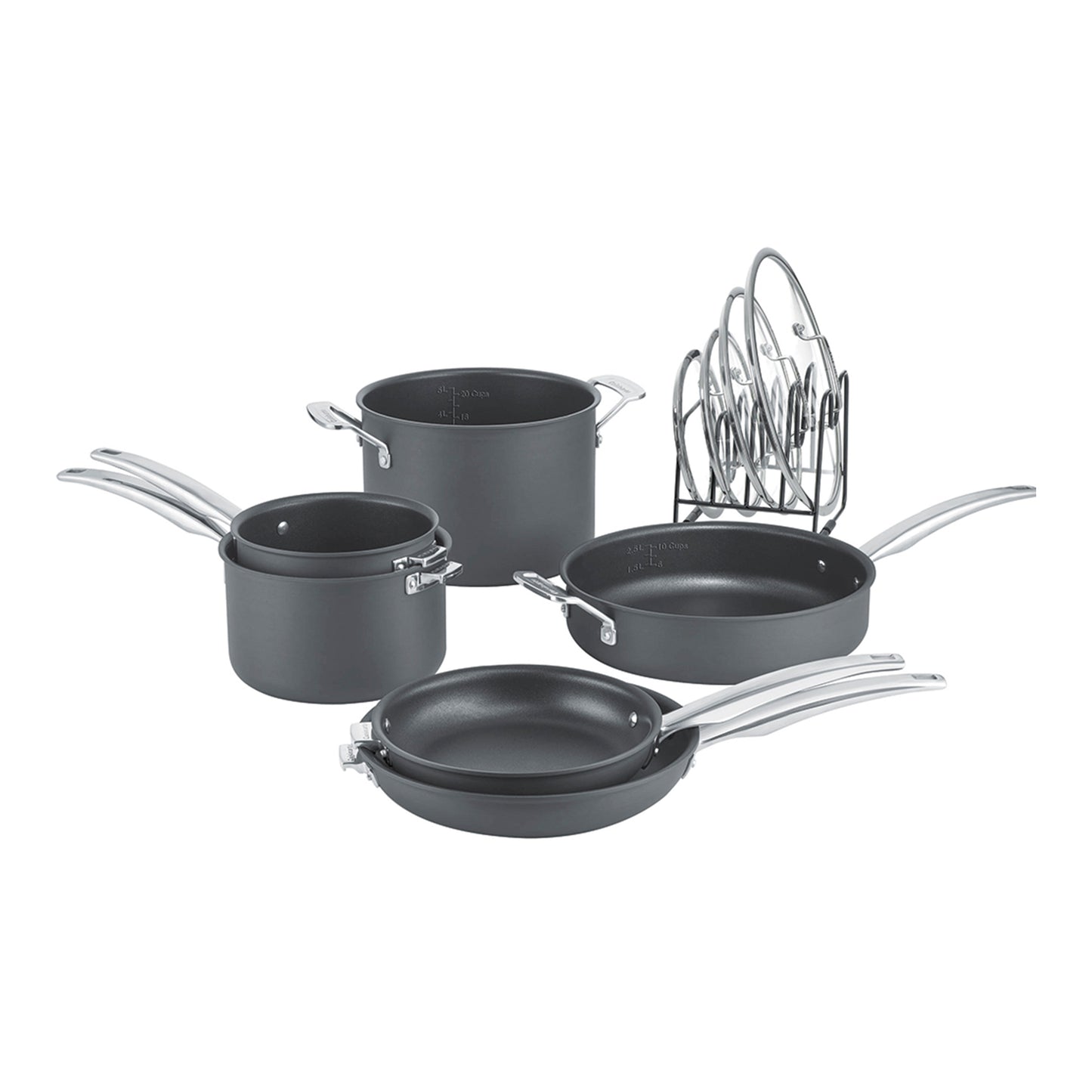 Cuisinart N61-11 - Juego de utensilios de cocina antiadherentes anodizados anodizados, 11 piezas, color negro