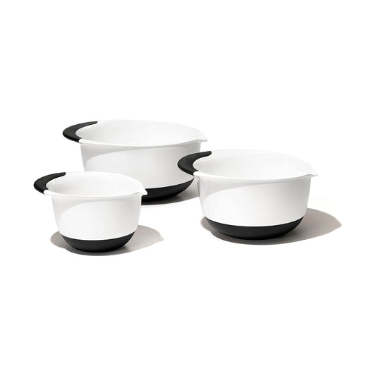 OXO Good Grips 1066421 - Juego de cuencos para mezclar (3 piezas, plástico), color blanco y negro
