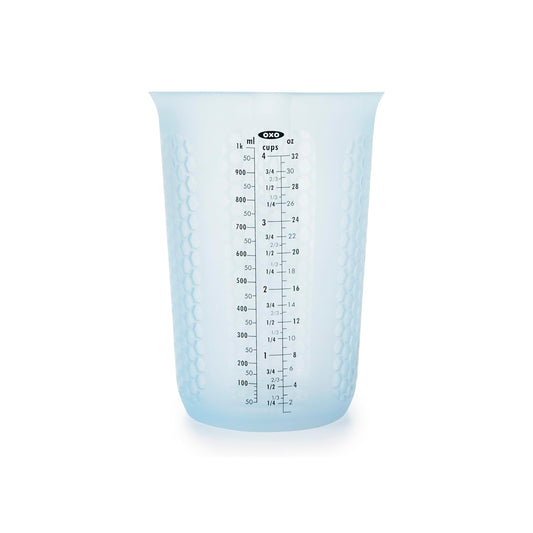 Taza de medir de silicón para exprimir y verter, con patrón Stay-Cool, de la marca Oxo Good Grips, Transparente