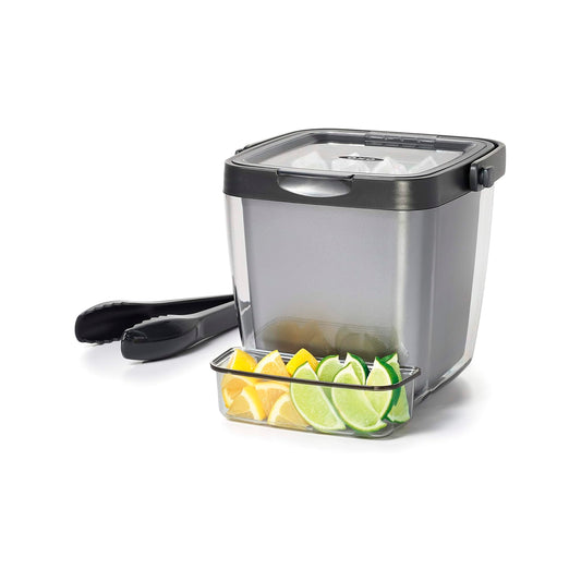 OXO Good Grips - Cubeta de pared doble con pinzas y charola