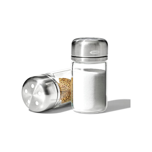 OXO Good Grips - Juego de salero y pimentero ajustable, 3.5 onzas cada uno, transparente