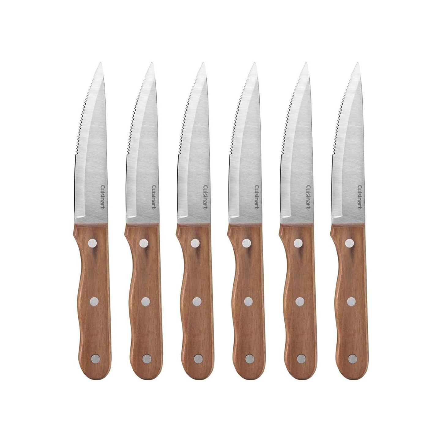 Cuisinart C55W-S6STK Advantage Cutlery - Juego de cuchillos para carne de nogal con triple remache de 6 piezas