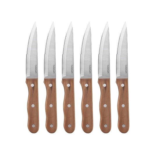 Cuisinart C55W-S6STK Advantage Cutlery - Juego de cuchillos para carne de nogal con triple remache de 6 piezas