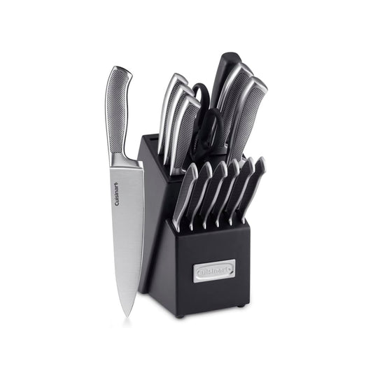 CUISINART C77SS-15P - Juego de cuchillos de bloque de 15 piezas con cuchillas de acero para corte preciso