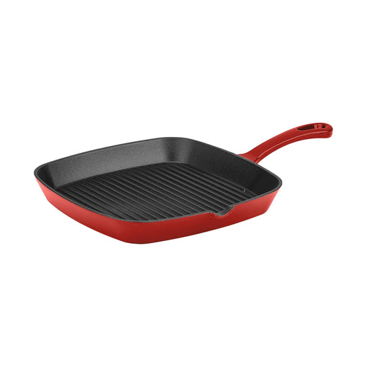 Cuisinart CI30-23CR Chef's Classic - Sartén cuadrada de hierro fundido esmaltado de 9-1-4 pulgadas, color rojo