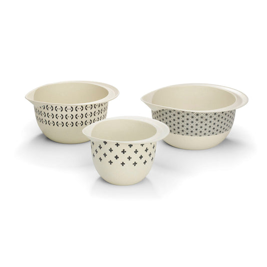 Cuisinart CTG-00-3MBB - Juego de 3 cuencos de bambú para mezclar, color negro y blanco