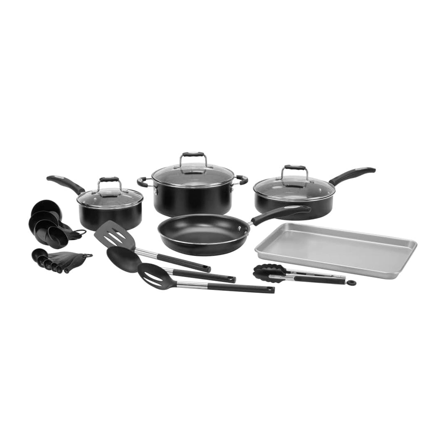 Cuisinart P55-22BK Complete Chef - Juego de utensilios de cocina antiadherentes, 22 piezas, color negro